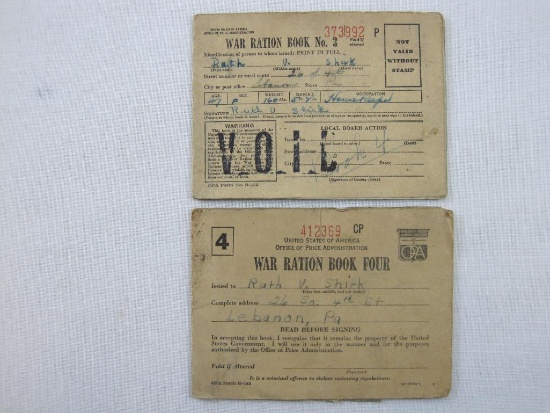 War Ration Book No 3 and No 4, with Ration Stamps