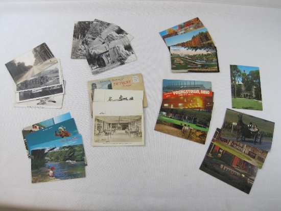 Postcards of Michigan, Ohio, Wisconsin, Souvenir Folder of Detroit and more