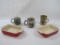 Five Stoneware Items Includes 3 Coffee Mugs and 2 Le Creuset 10-31 Red Rectangular Baking Dishes