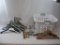 Laundry Basket, White Square Sterilite, With Metal, Plastic, and Wood Garment Hangers