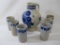 Handarbeit Salzglasur Blue German Handle Pitcher with Six Tumblers