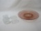 Pink Glass Footed Tray with Two Cut Glass Cigarette Cases and Ash Trays