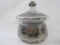 Mid Century Modern Silver Inlaid Ostrich Candy Dish with Lid, As-Is, see pictures for details