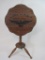 Small Folding Wood Game Table with Locking Mechanism and Eagle Artwork