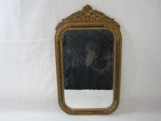 Ornate Gilded Wood Framed Mirror, Rectangular 12 X 21 inches