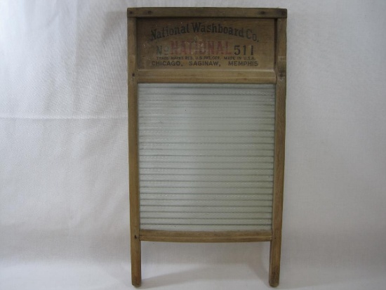National Washboard Co, Wood and Glass Washboard, Atlantic No.511