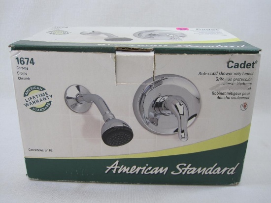 American Standard Cadet Anti-Scald Shower Only Faucet, Chrome, 1/2" IPS Connections, New in Box