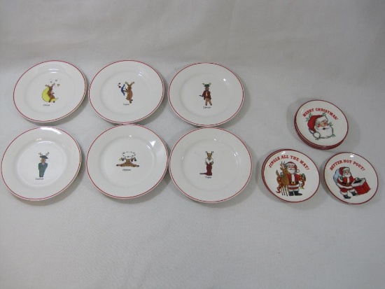 Holiday Plates Includes 6 Peppermint & Pine Santa, 6 Rainbow Mountain Reindeer