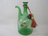 Green Glass Wine Carafe with Ice Chamber