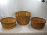 Three Fruit Baskets with Wire Handles