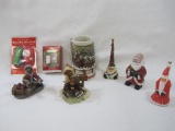 Holiday Decorative Items Includes Budweiser Clydesdales Mug, Boyd's Bears Thin Ice Skaters, Crinkle