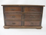 Musical Wooden Jewelry Box, 6 Felt Lined Drawers