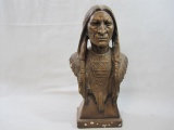 Marwal Industries Inc Chalkware Indian Statue, Bronze Colored Bust, approx 18 inches Tall, See