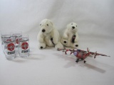 Coca-Cola Memorabilia Includes Nascar Tumblers, 2 Plush Collection Polar Bears, and Handmade