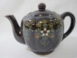 Brown with Handpainted Design and Gold Trim Ceramic Teapot, Japan