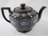 Brown with Handpainted Design and Gold Trim Ceramic Teapot, Signed MG Japan