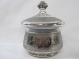 Mid Century Modern Silver Inlaid Ostrich Candy Dish with Lid, As-Is, see pictures for details