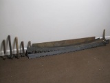 Six Two Man Crosscut Logging Saw Blades with Five Wood Handles, 1 each 54, 60, 72 inch, 3 are 66