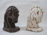 Two Ceramic Horse Head Bookends, approximate 6.5