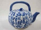 Blue and White Glazed Ceramic Teapot, Made in China