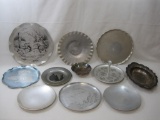 Metal Serving Trays and Dishes, includes Aluminum, Silver Plate and other