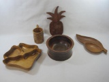 Wooden Trays, Bowl, Cup and Pineapple Wall D?cor, Made in PA, Philippines and unknown