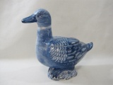 Ceramic Blue Duck Container, Made in Italy
