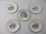 Five Small Plates with Gold trim, by OG, made in Germany, and CT Altwasser, Silesia