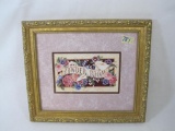 Framed Powder Room Print, approx 15 x 12.5 inches