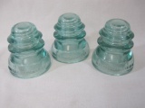 Three Whitall-Tatum Company No 1 Glass Electrical Insulators