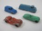 Four Metal Vehicles by Tootsie Toy and Midgetoy, Includes Tanker Truck, Jaguar and Others. 7oz