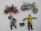 Two Diecast Dirtbikes with Riders by Hot wheels and Renthal. Includes a Kawasaki and Scott Decal on