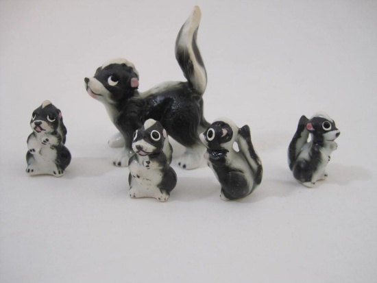 Five-Piece Ceramic Skunk Family, 2 oz