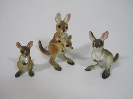 Three-Piece Ceramic Kangaroo Family Figurine Set, 2 oz