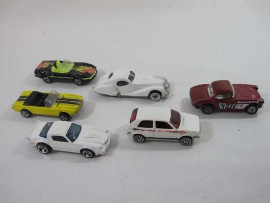 Seven Diecast Cars of Various Styles by Matchbox and Hot Wheels, Includes 1962 Corvette and Others,