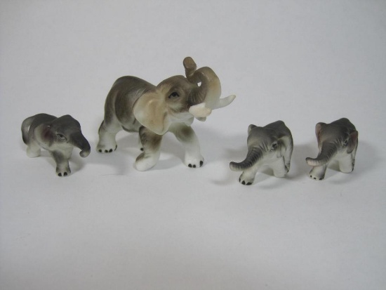 Four-Piece Ceramic Elephant Family Figurine Set, 2 oz