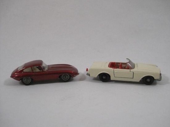 Two Lesney "Matchbox" Series Cars No. 27 Mercedes 230 SL and No. 32 "E" Type Jaguar, 3 oz