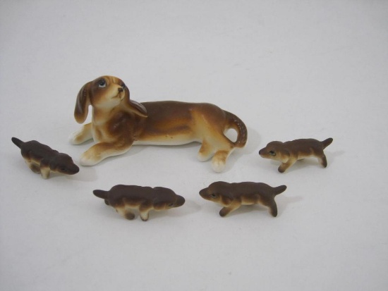 Five-Piece Ceramic Dachshund Dog Family Set, 1 oz