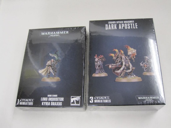 Two Packs of Warhammer 40K Miniatures, Chaos Space Marines Dark Apostle and Oroo Xenos Lord