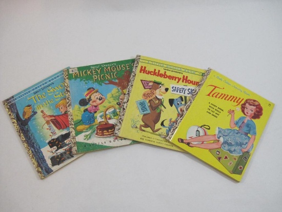Four Vintage Golden Books: The Sword in the Stone, Mickey Mouse Picnic, Huckleberry Hound, and Tammy