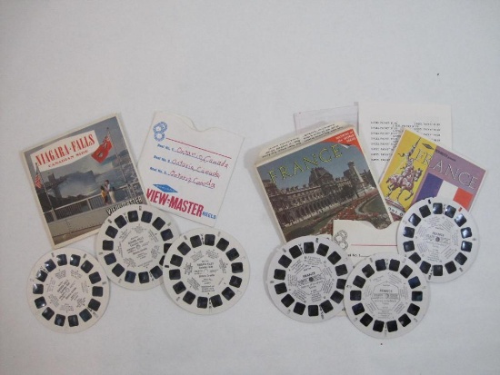 Foreign View-Master Reels including France and the Canadian Side of Niagara Falls, in original