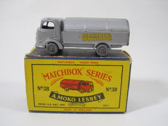 Lesney "Matchbox" Series A Moko Lesney No. 38 Refuse Wagon with Gray/Silver Wheels, in original box