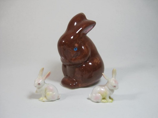 Three Ceramic Bunny/Rabbit Figurines, 6 oz