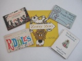 Five Vintage Children's Books including Lucky Book of Riddles, Where Have You Been?, Zany Zoo,
