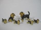 Six-Piece Ceramic Hound Dog Family, 2 oz