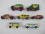 Seven Cartooned Themed Matchbox Die Cast Vehicles Including Blues Clues Bus, Flintstones Hummer,