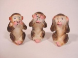 Three-Piece Ceramic Three Wise Monkeys Figurine Set, 2 oz
