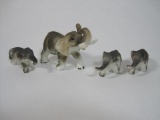 Four-Piece Ceramic Elephant Family Figurine Set, 2 oz
