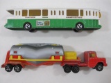 Two Majorette Toy Cars Including Concorde Autobus and a Tanker Truck, Made in France, 5oz