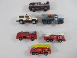 Six Die Cast Matchbox Trucks, Includes Primarily Rescue Vehicles, Fire Trucks Coast Guard and a